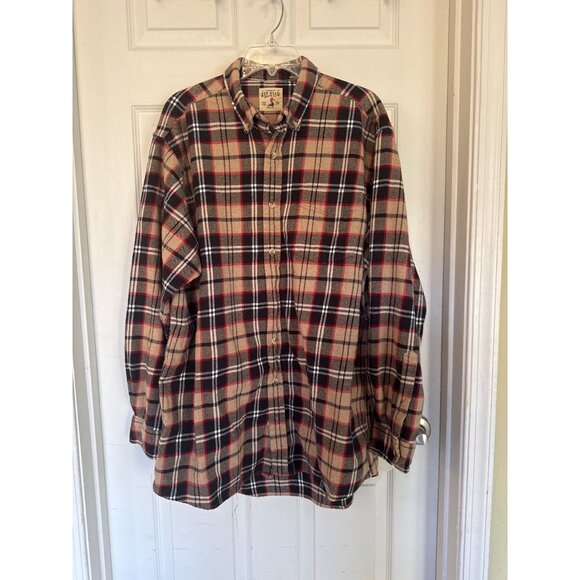 Red Head Other - Red Head Tan Plaid Button Flannel Button Down Long Sleeve Men's Shirt XL Tall